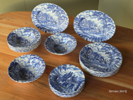 Engels blauw Myott Royal Mail Postkoets serviesset 6 personen