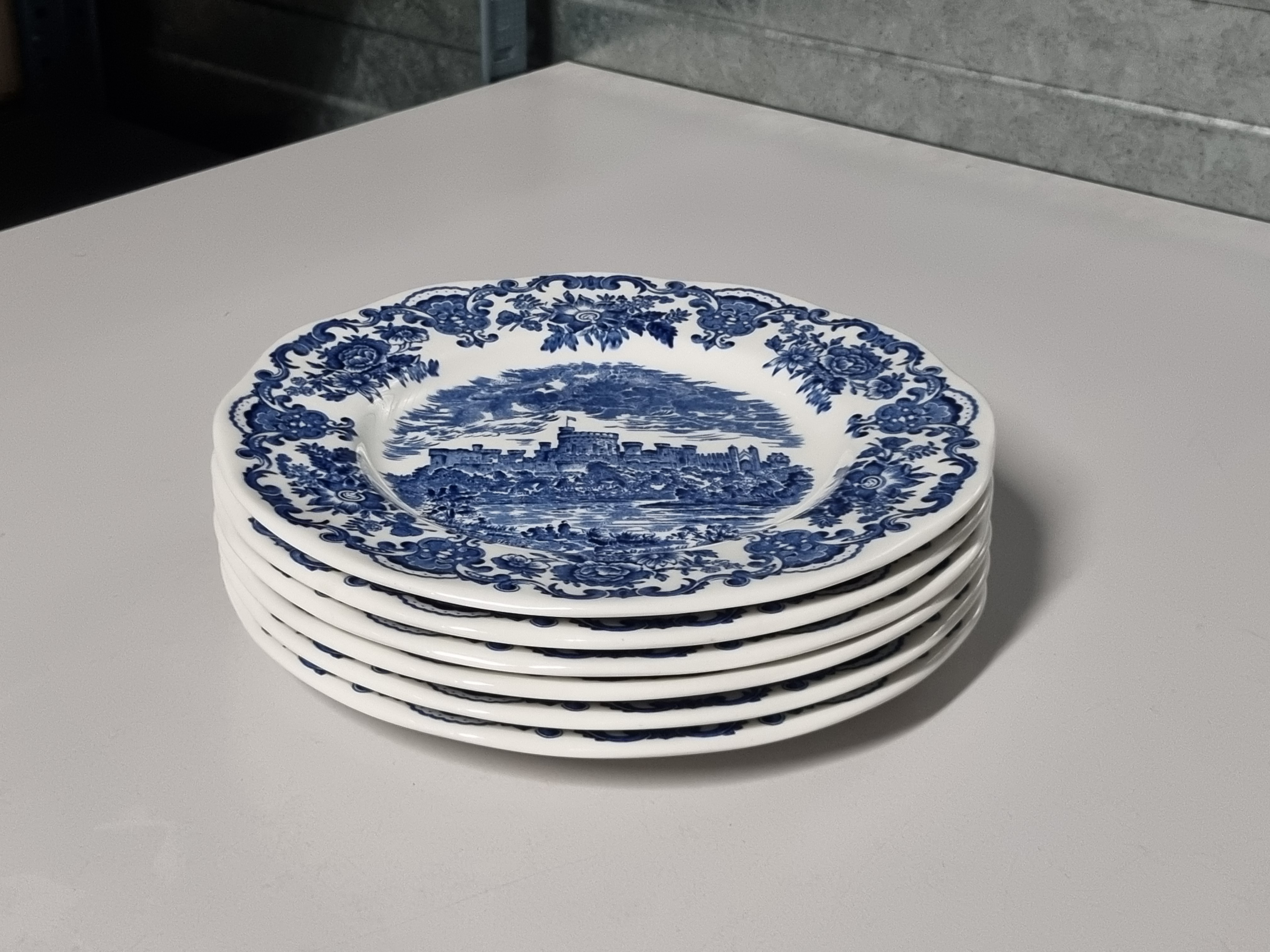 Engels blauw Enoch Wedgwood Royal Homes Of Britain set 6x ontbijtbord 22,5 cm