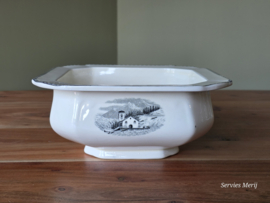 Landschap zwart Societe Ceramique hoge schaal 23- 24 cm (hoekig model)