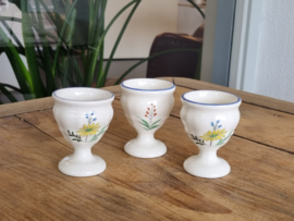 Frans GIEN decor Oiseaux de Paradis Set 3x Eierdop (blauwe rand)