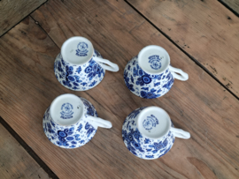 Beatrix Societe Ceramique set 4x Koffie Kop en schotel met bloemkooloortje