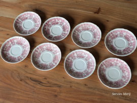 Villeroy en Boch Burgenland rood set  8x koffie kop en schotel (oud groen stempel)