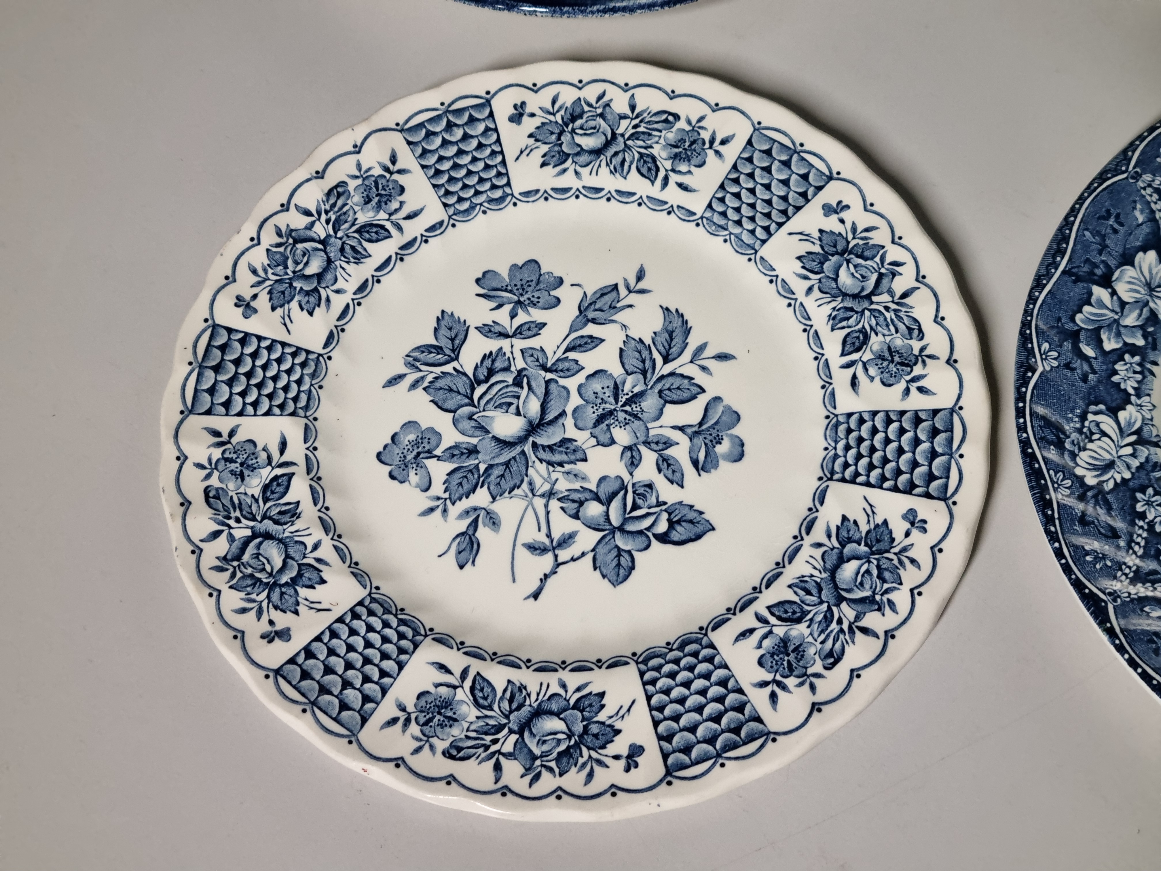 Engels blauw Set 6x mix & match ontbijtbord dessertbord 20 cm