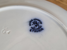 Societe Ceramique Etruria vloeiblauw plat dinerbord 23 cm