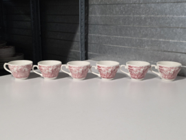 Engels rood Broadhurst Caernarven set 6x kop zonder schotel