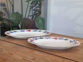 Oud Boerenbont Regout Royal Sphinx set 2x ovale schaal 39 en 34,5 cm