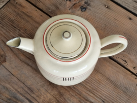 Emaille Vintage Theepotje 0.9 liter met art-deco print