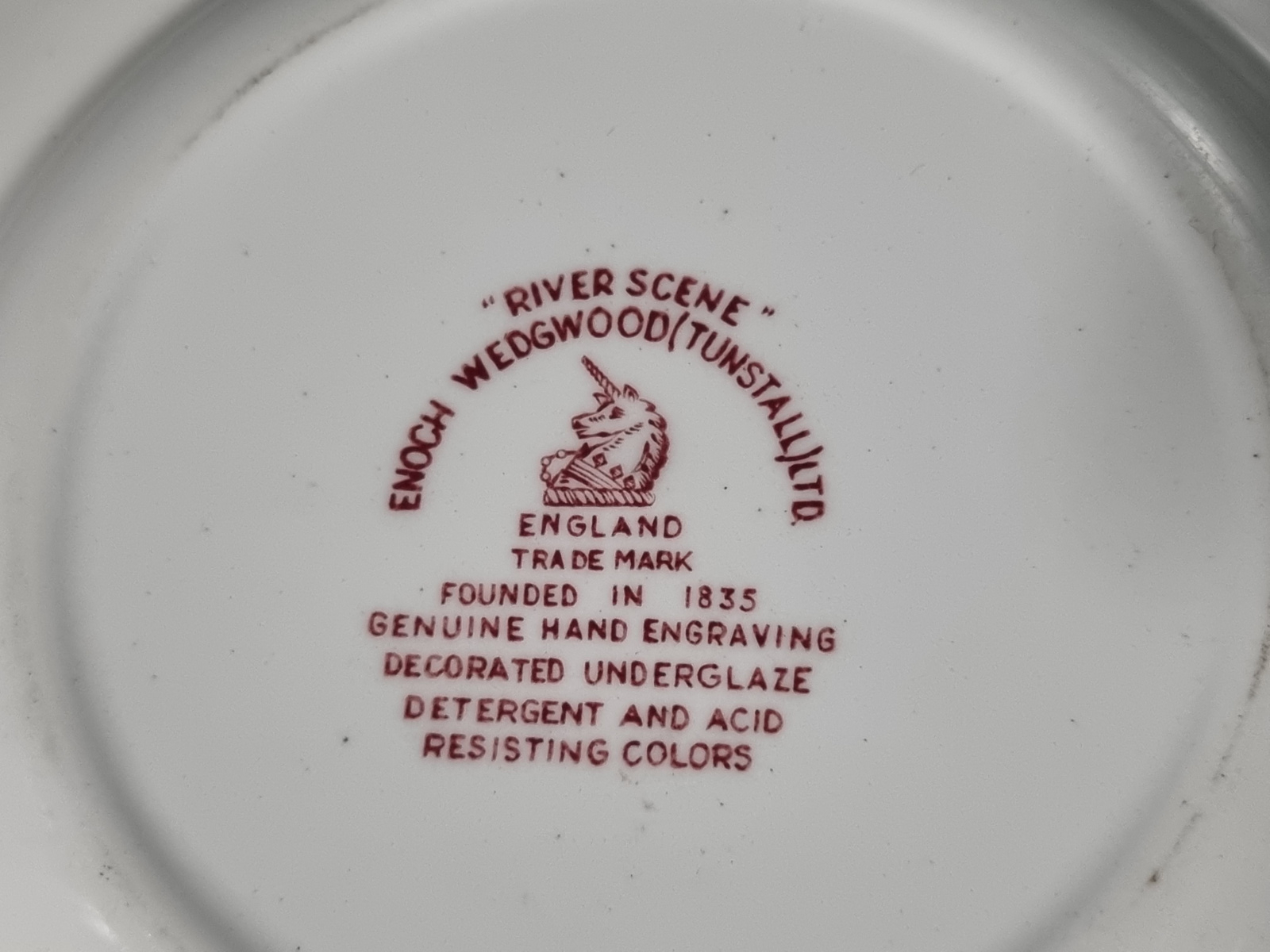 Engels rood Enoch Wedgwood decor River Scene Ontbijtbordje 19 cm