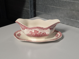 Engels rood Johnson Bros Old Britain Castles sauskom op vaste onderschotel