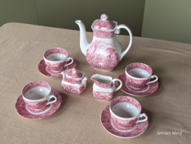 Engels rood Enoch Wedgwood River Scene koffieservies theeservies 4 personen