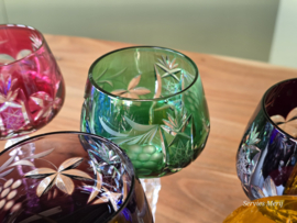 Boheems Kristal Glas set (2) van 6x op hoge voet 20,5 cm alle kleuren