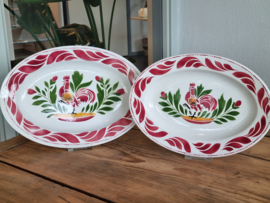 Boch Belgium decor Coq Hardi | Haan set 2x ovale schaal