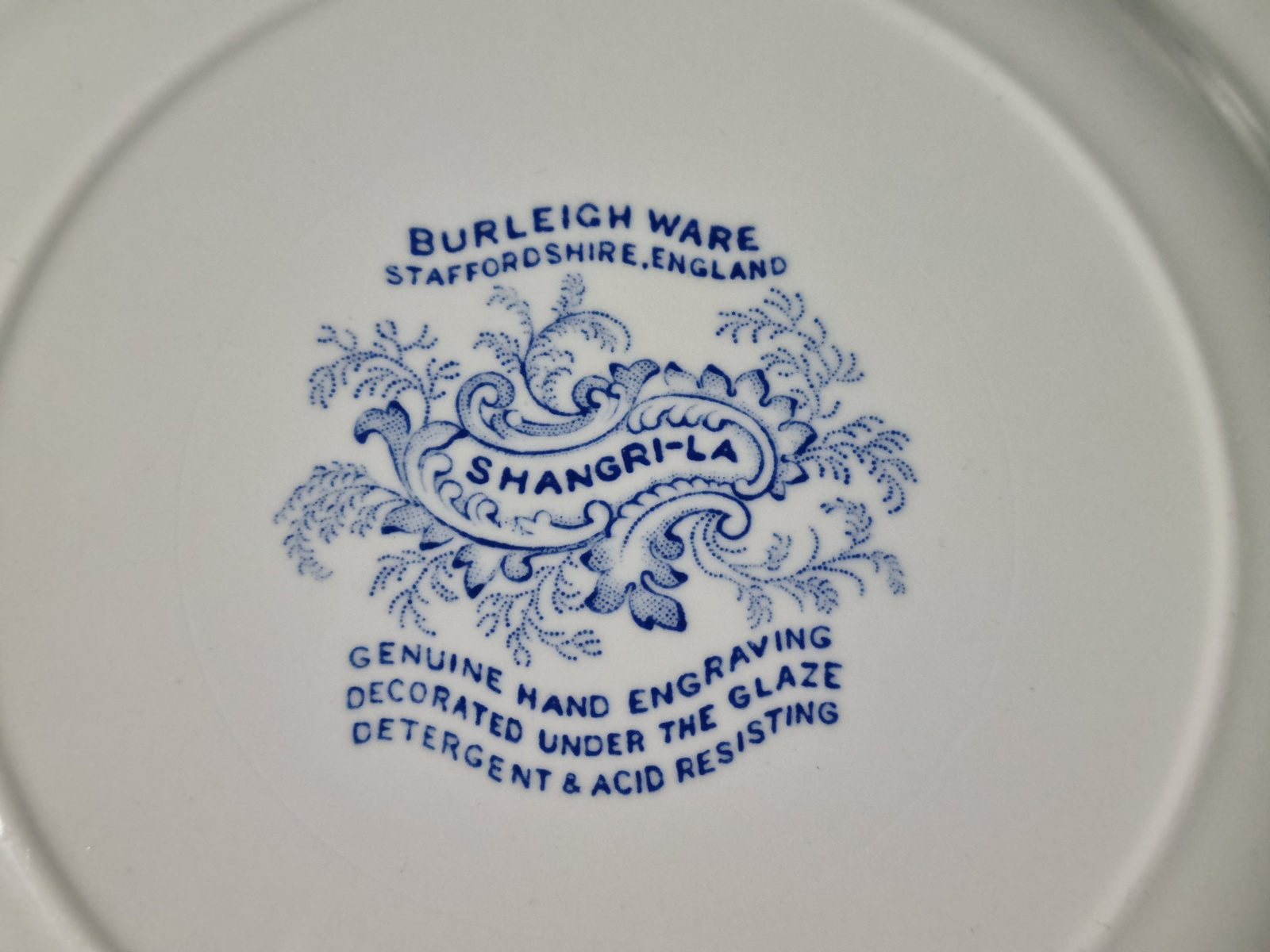 Engels blauw Burleigh Ware Shangri-La set 3x bordje