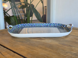 Societe Ceramique Schrijfnamendecor dienblad van aardewerk 39,5 cm