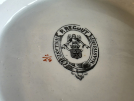 Petrus Regout Wellington Groene Rand ronde schaal met greepjes 24 cm