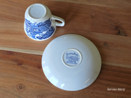 Engels blauw Grindley Country Style kop en schotel (witte binnenkant)