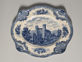 Engels blauw Johnson Bros Old Britain Castles rechthoekige schaal 39 cm