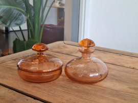 Glas Vintage Kaptafel setje oranje 2 delig