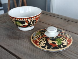 Societe Ceramique decor Haan Dekselkom Kom op voet met Deksel