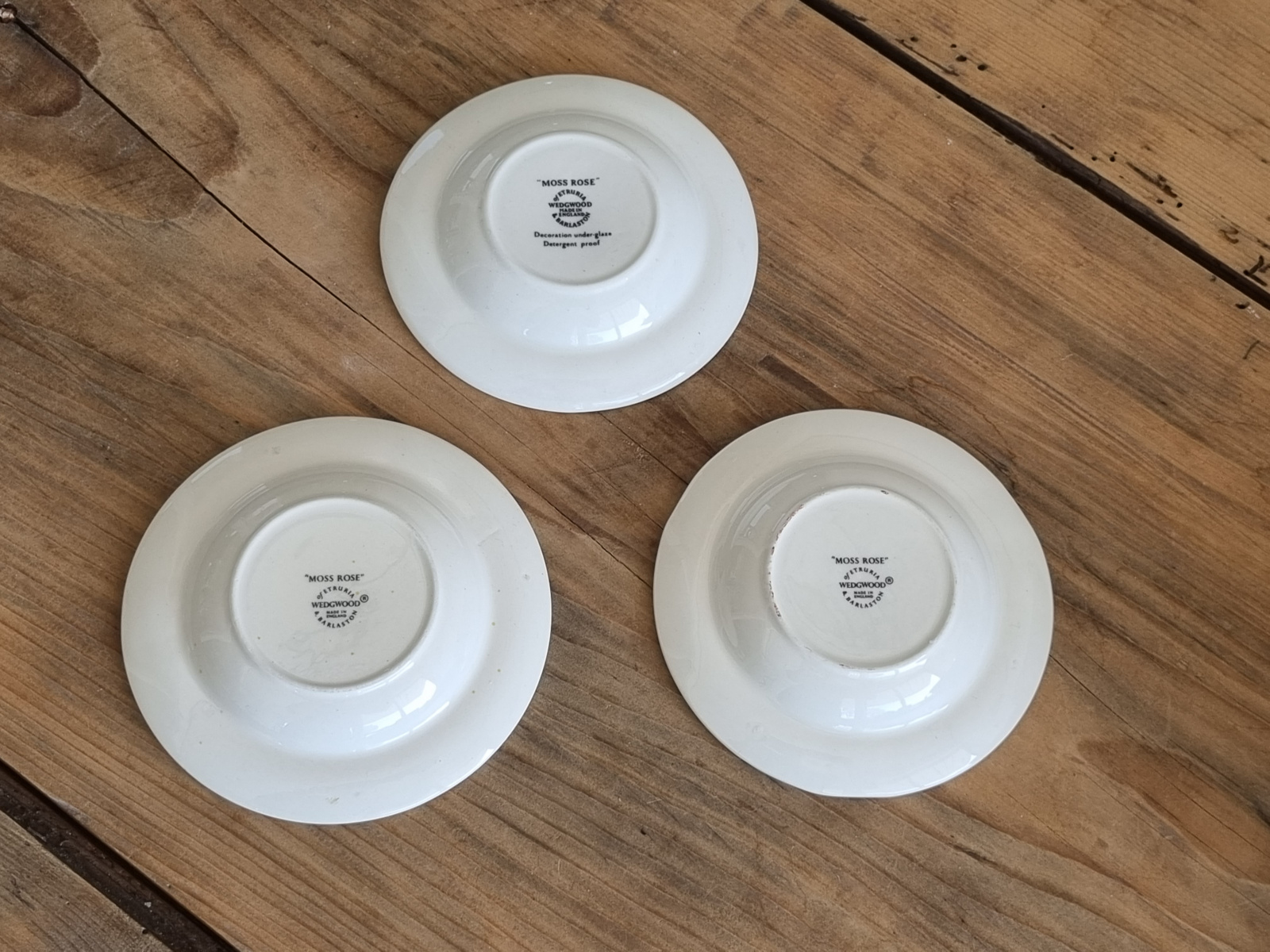 Wedgwood Moss Rose set 3x theezakjeslegger gladde rand (voorheen asbakje)