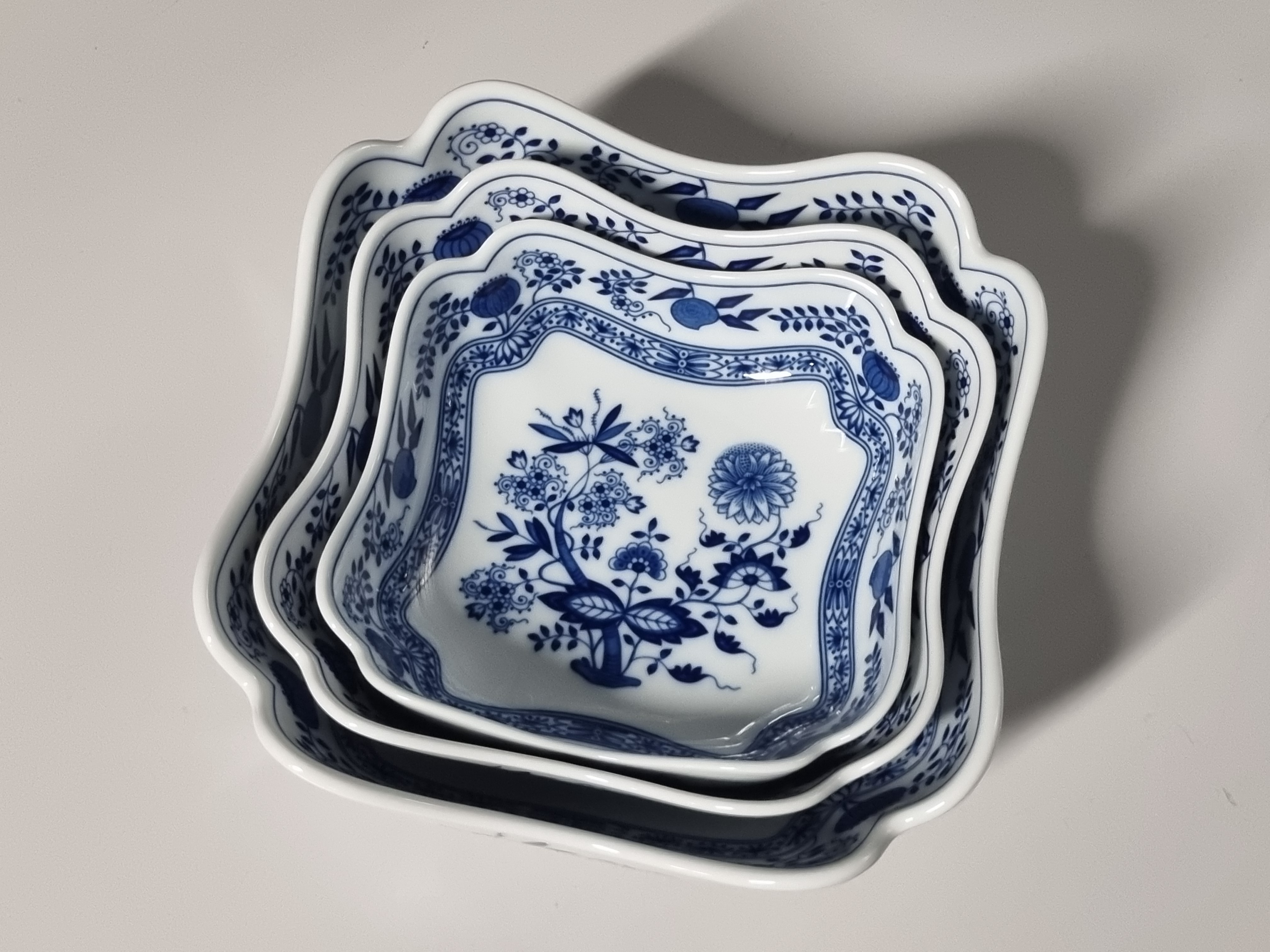 Zwiebelmuster Hutschenreuther set 3x hoge vierkante schaal