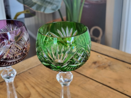 Boheems Kristal Glas set van 2x op hoge voet 19,5 cm kleur Springtime
