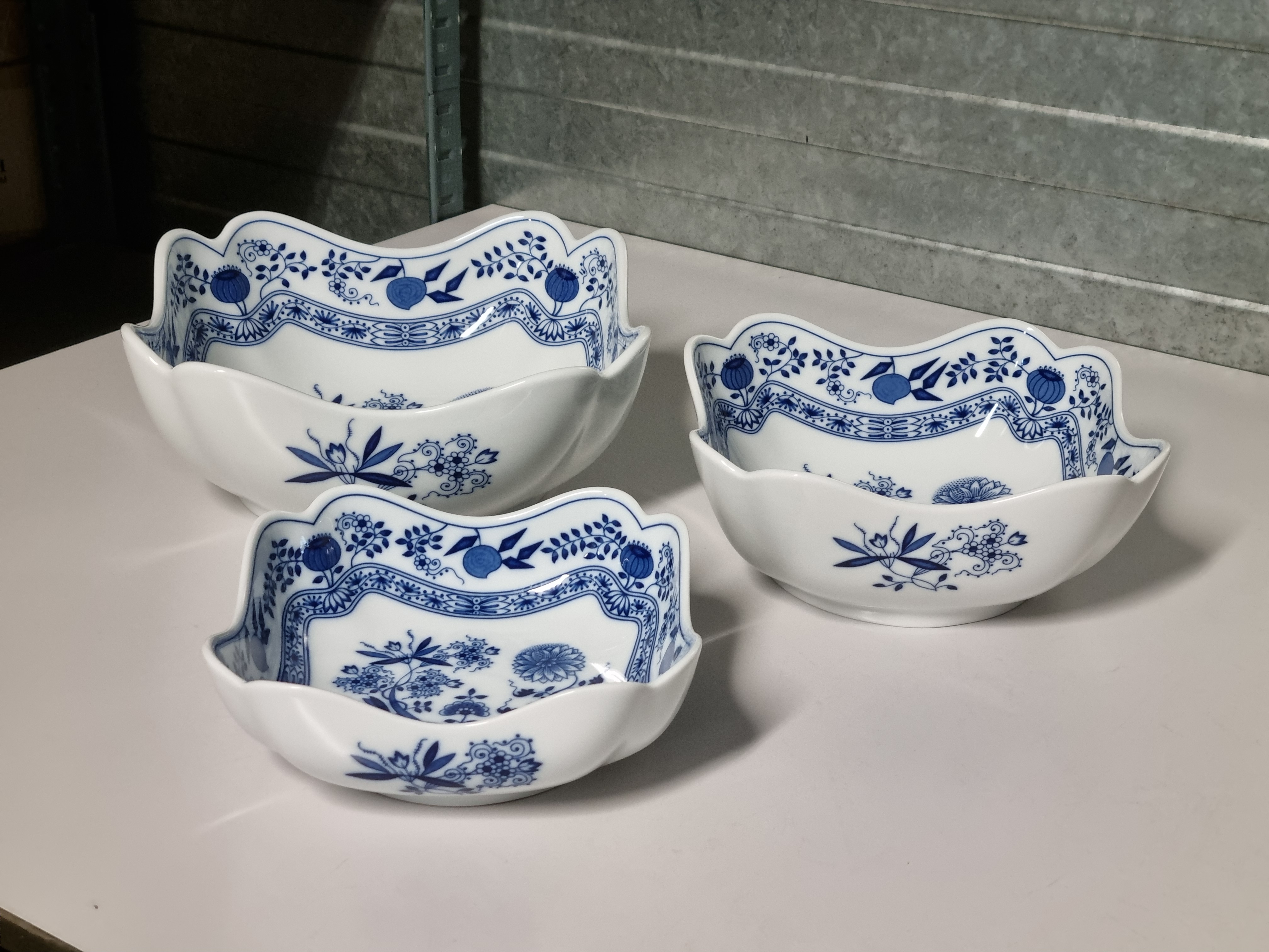 Zwiebelmuster Hutschenreuther set 3x hoge vierkante schaal