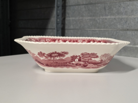 Engels Copeland Spode's Tower rood hoge vierkante schaal 23 cm