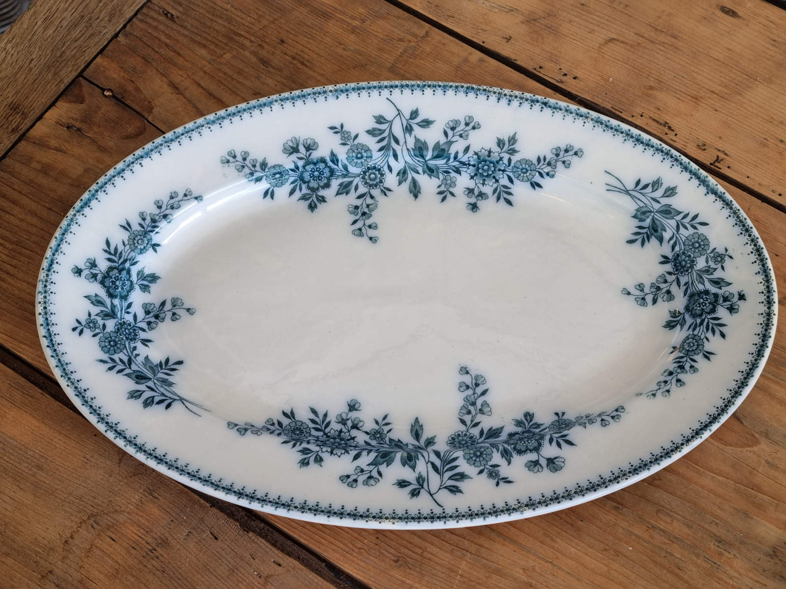 Société Céramique Bruges blauw ovale schaal 40 cm