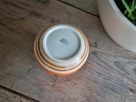 Vintage Vaasje Mosa Maastricht Art Deco oranje met grijs en bruin