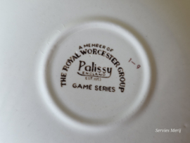 Engels Palissy Game Series set 4x koffie kop en schotel (afb. hoender - eend)
