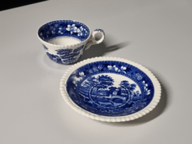 Engels Copeland Spode's Tower blauw set 6x Thee Kop en schotel