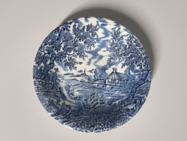 Verkocht = Engels blauw The Hunter by Myott rond schaaltje 16 cm