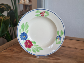 Boerenbont Societe Ceramique blauw-rode bloem Diep Pasta Curry Bord 23,5 cm