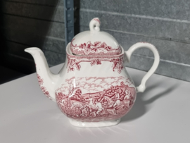 Engels rood Jachtservies Myott's Country Life Theepot 1,2 liter