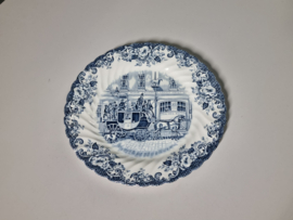Engels blauw Meakin Coaching Scenes ontbijtbord 20 cm