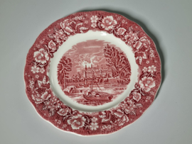 Engels rood Palissy River Scenes Plat Dinerbord 25 cm