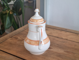 Societe Ceramique Koffiepot (vintage/retro wit met oranje)