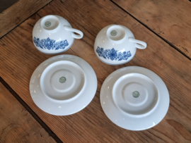 Mosa Maastricht set 2x Kop en schotel (blauw bloemetje)