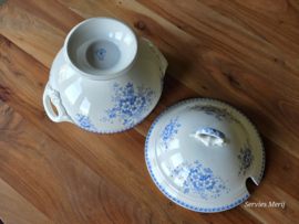 Societe Ceramique Anna licht blauw  hoge dekschaal terrine | soepterrine
