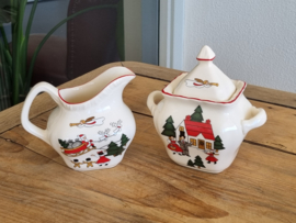 Engels Mason's Christmas Village 1983 Kerstservies Ontbijtservies 4-pers.