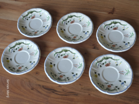 Frans GIEN decor Oiseaux de Paradis set 6x Soepkom met schotel