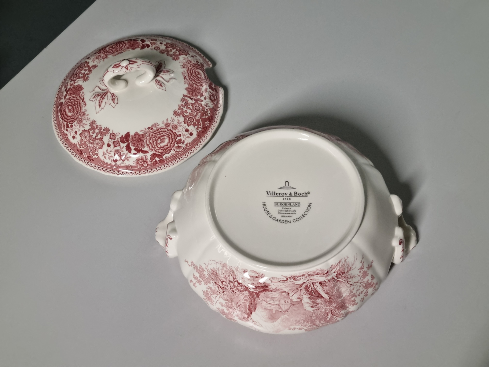 Villeroy en Boch Burgenland rood Dekschaal Terrine mét uitsparing lepel