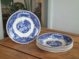 Regout decor Richmond blauw set  6x Diep Soep Pasta Bord 24 cm