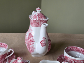 Engels rood Enoch Wedgwood River Scene koffieservies theeservies 4 personen