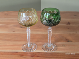 Boheems Kristal Glas set van 2x op hoge voet 19,5 cm