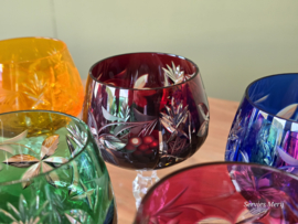Boheems Kristal Glas set (1) van 6x op hoge voet 20,5 cm alle kleuren