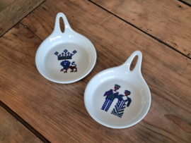 Vintage Figgjo Flint Norway decor Menu set 2x Serveerschaaltje met greep 12,5 cm