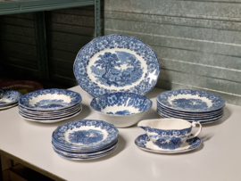 Engels blauw Enoch Wedgwood Woodland serviesset 21-delig