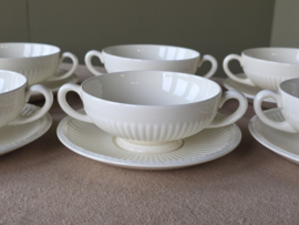 Wedgwood Edme set 6x soepkom met schotel (groen stempel)